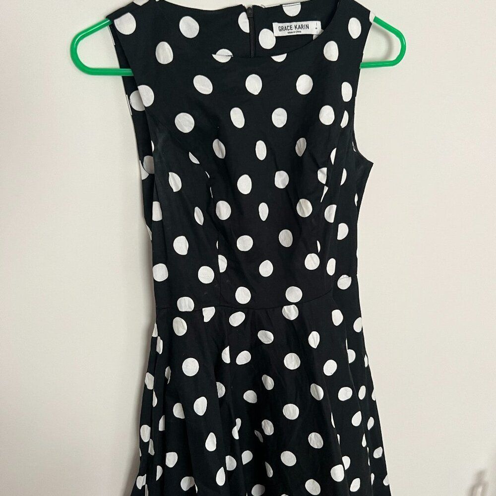 Grace Karin small black‎ polka dot dress